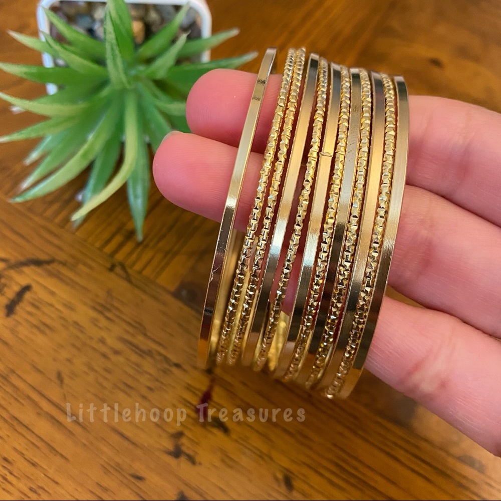 Bangle Set, Stackable Bangle, 18k Gold Plated Sta… - image 2